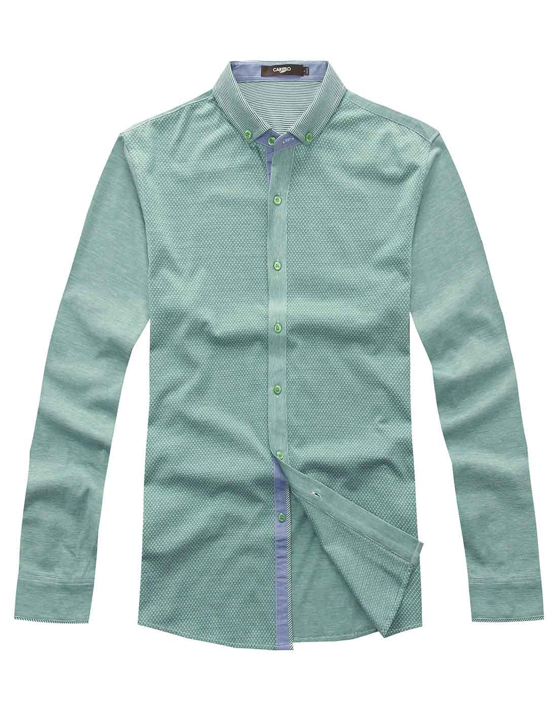 灰绿色衬衫款休闲长袖t恤