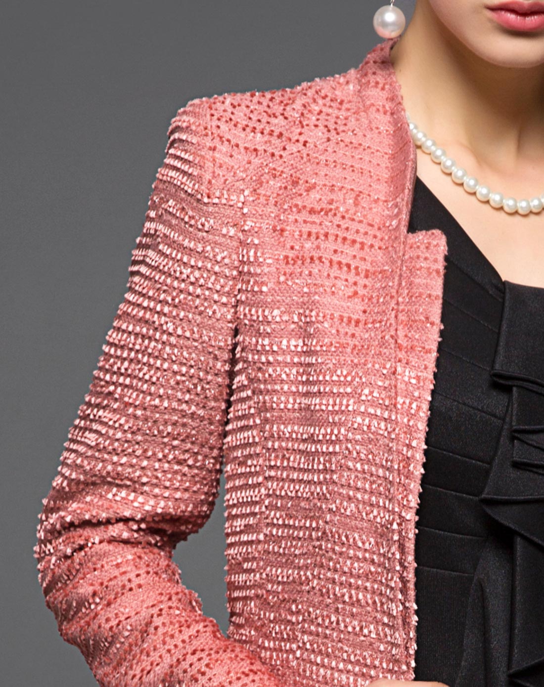 虾粉色甜美时尚长袖外套