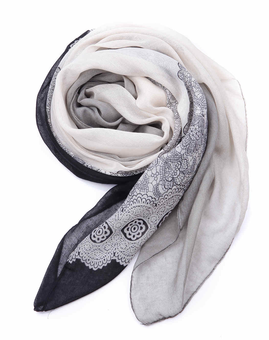 最新女款灰色复古丝巾