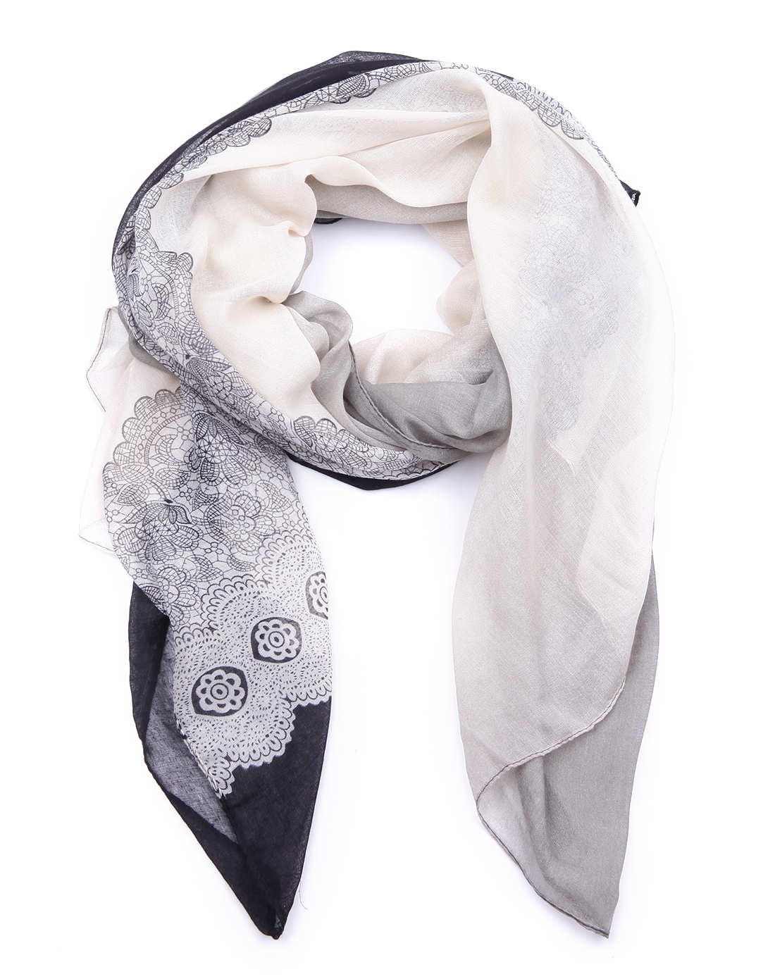 最新女款灰色复古丝巾