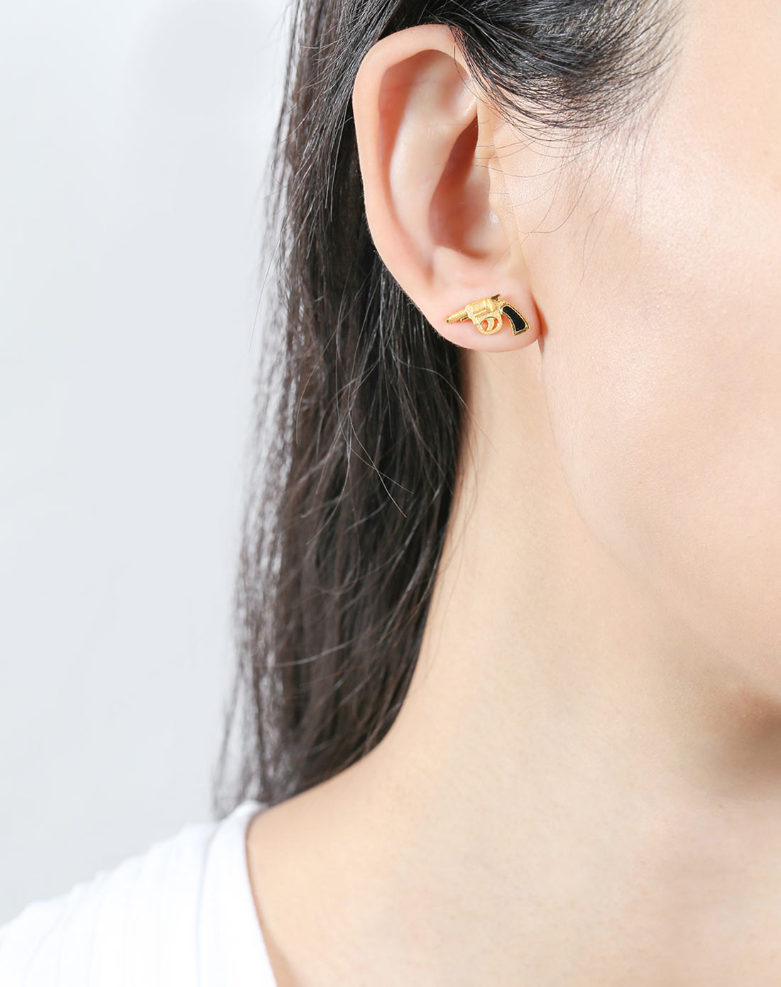 单边足金耳环缤纷派对-手枪