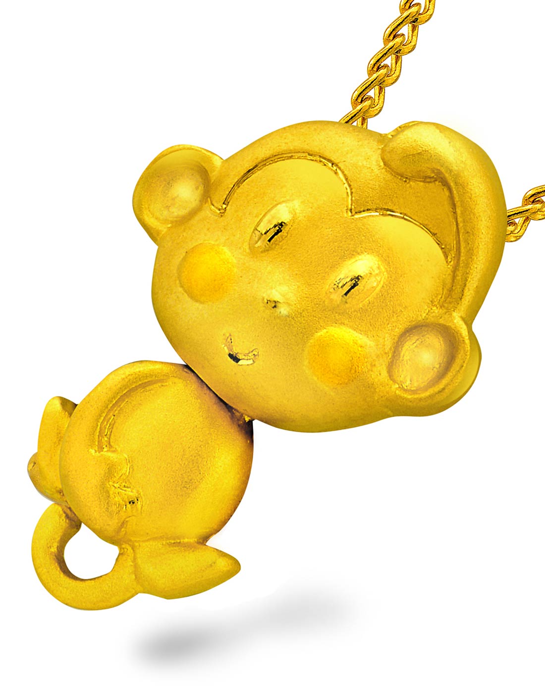 足金吊坠喜跃猴可活动摇摆