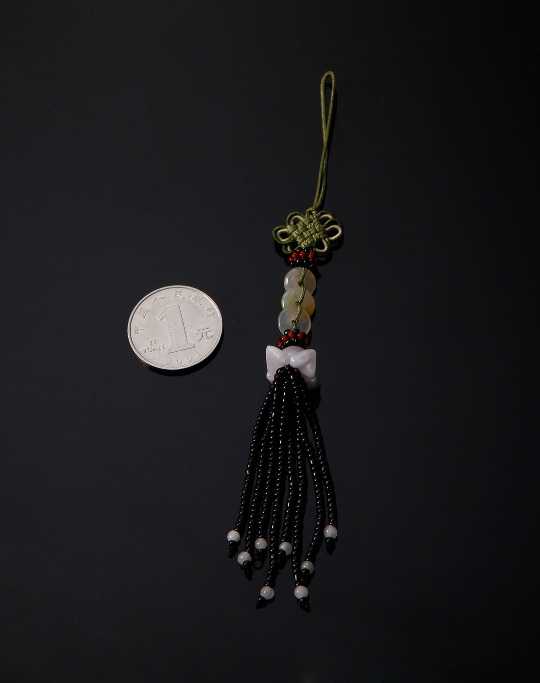 绿色翡翠花手机挂件