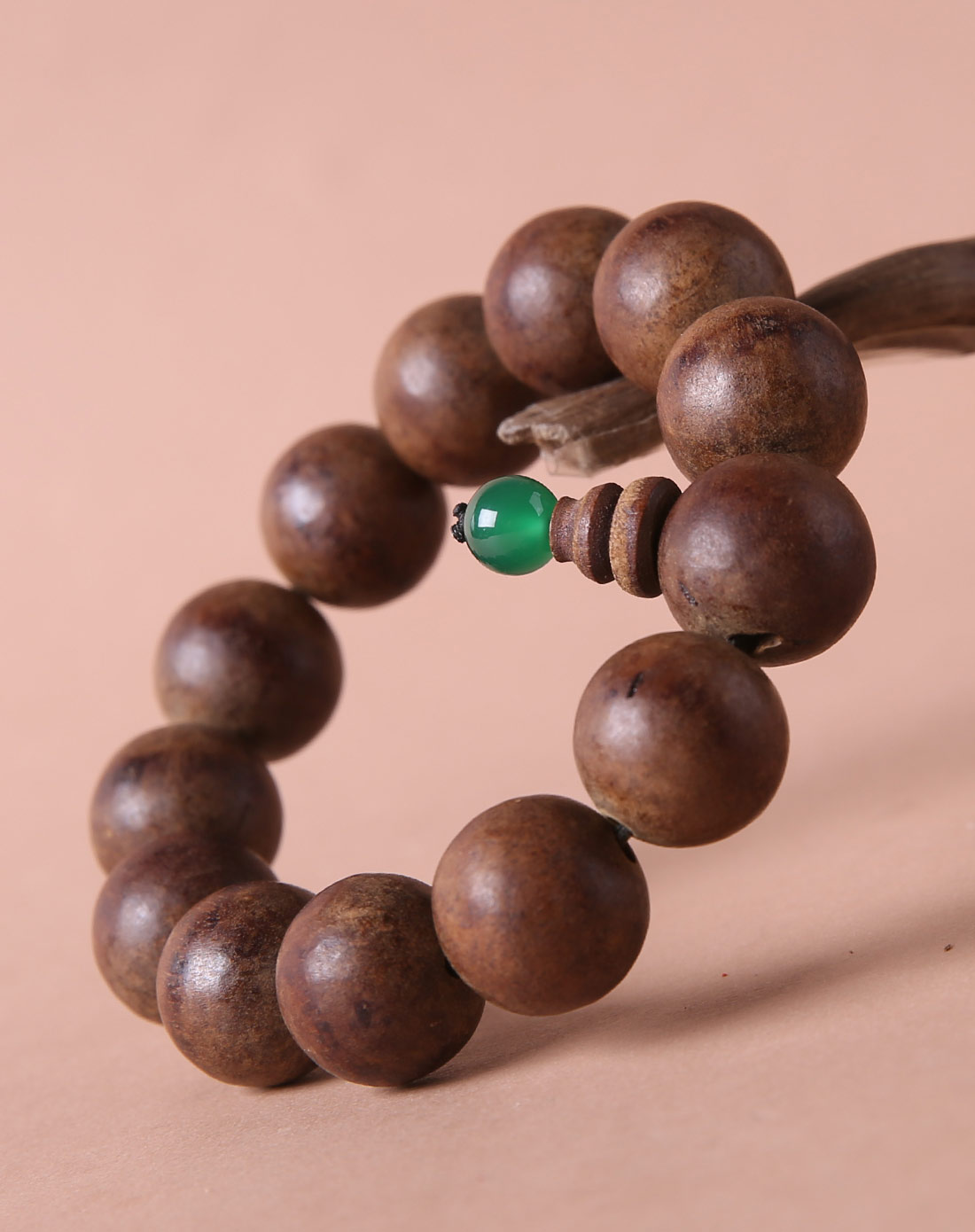 越南高油黄土沉沉香佛珠手串17mm