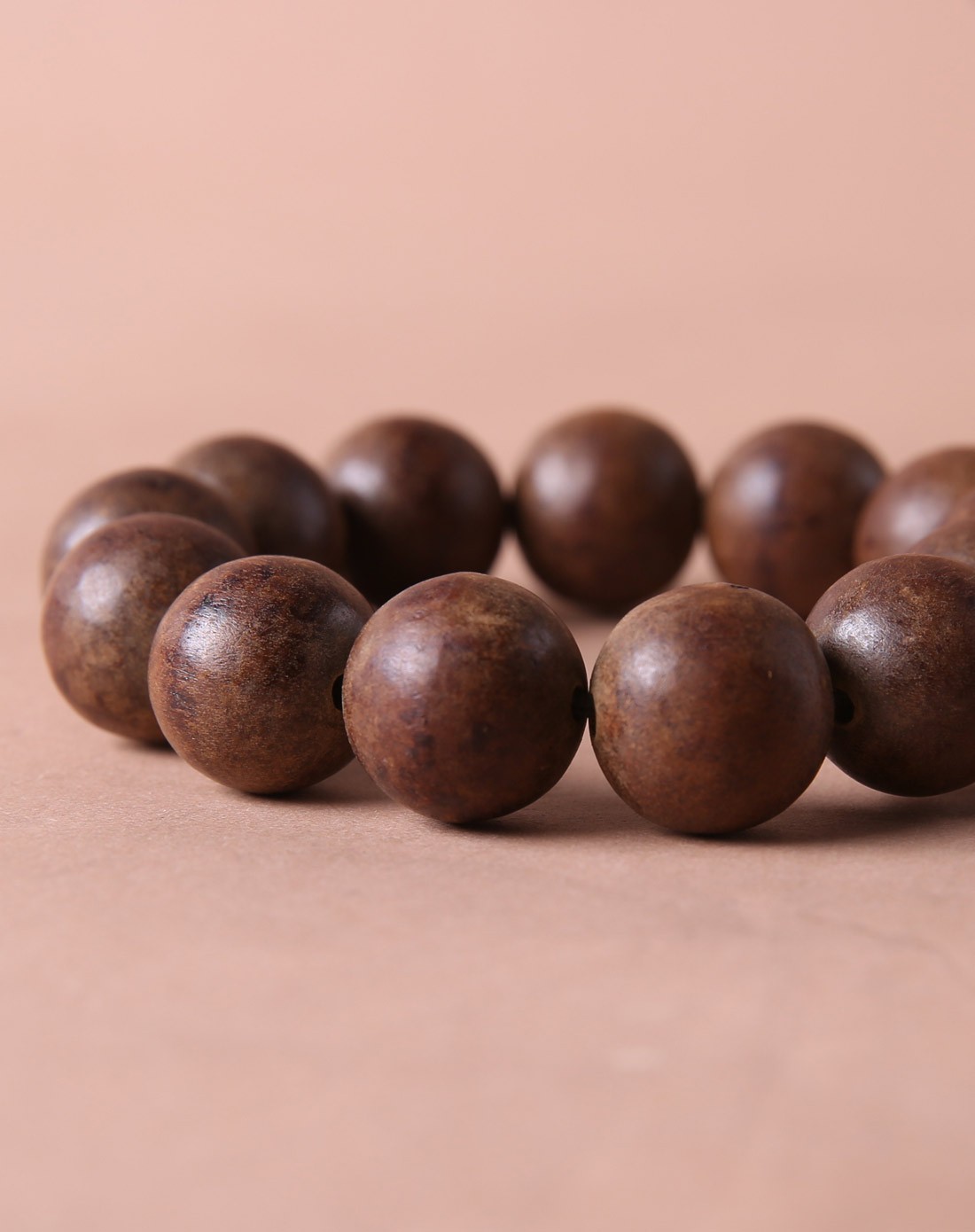 越南高油黄土沉沉香佛珠手串17mm