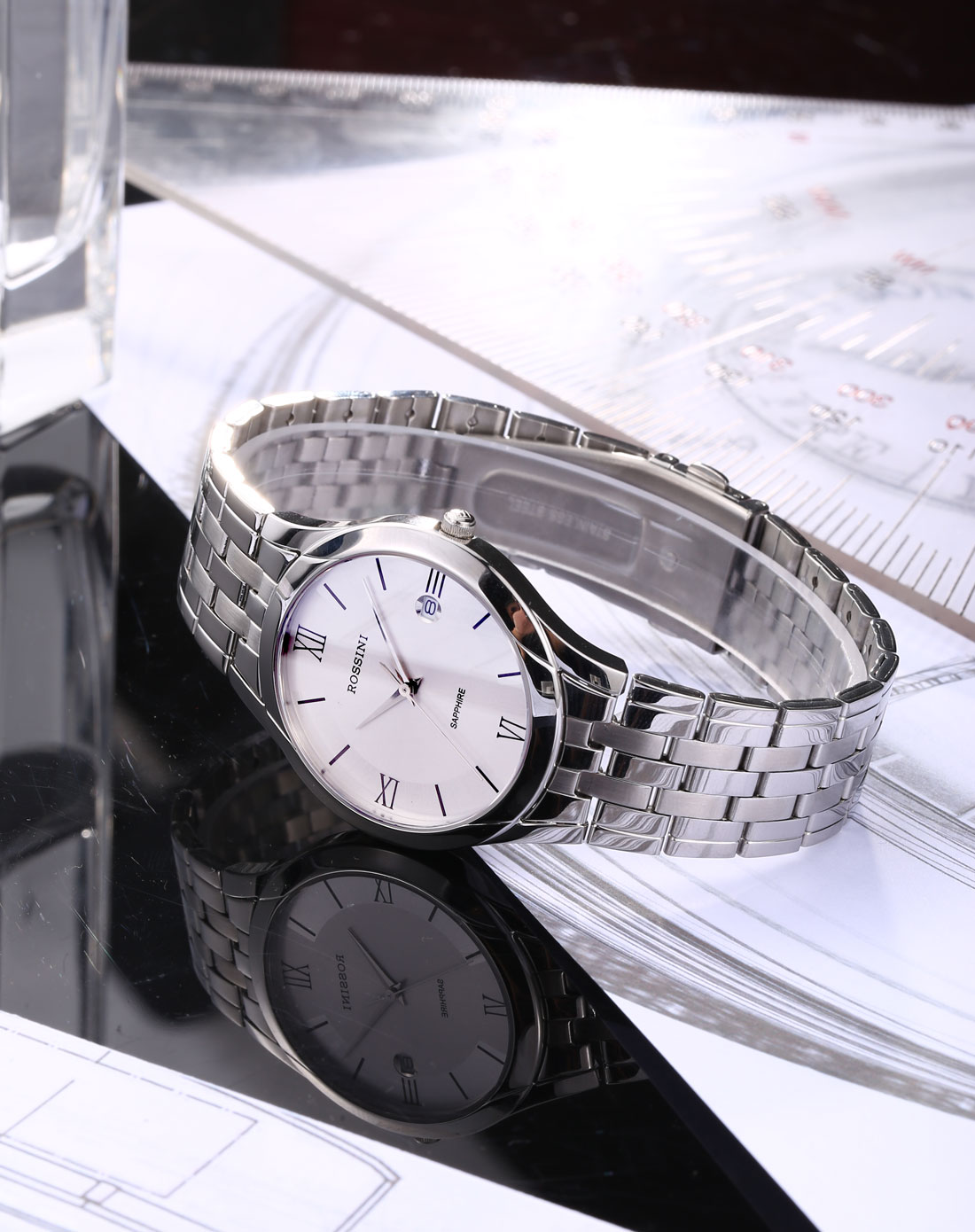 罗西尼rossini手表专场 手表不锈钢石英白盘男表