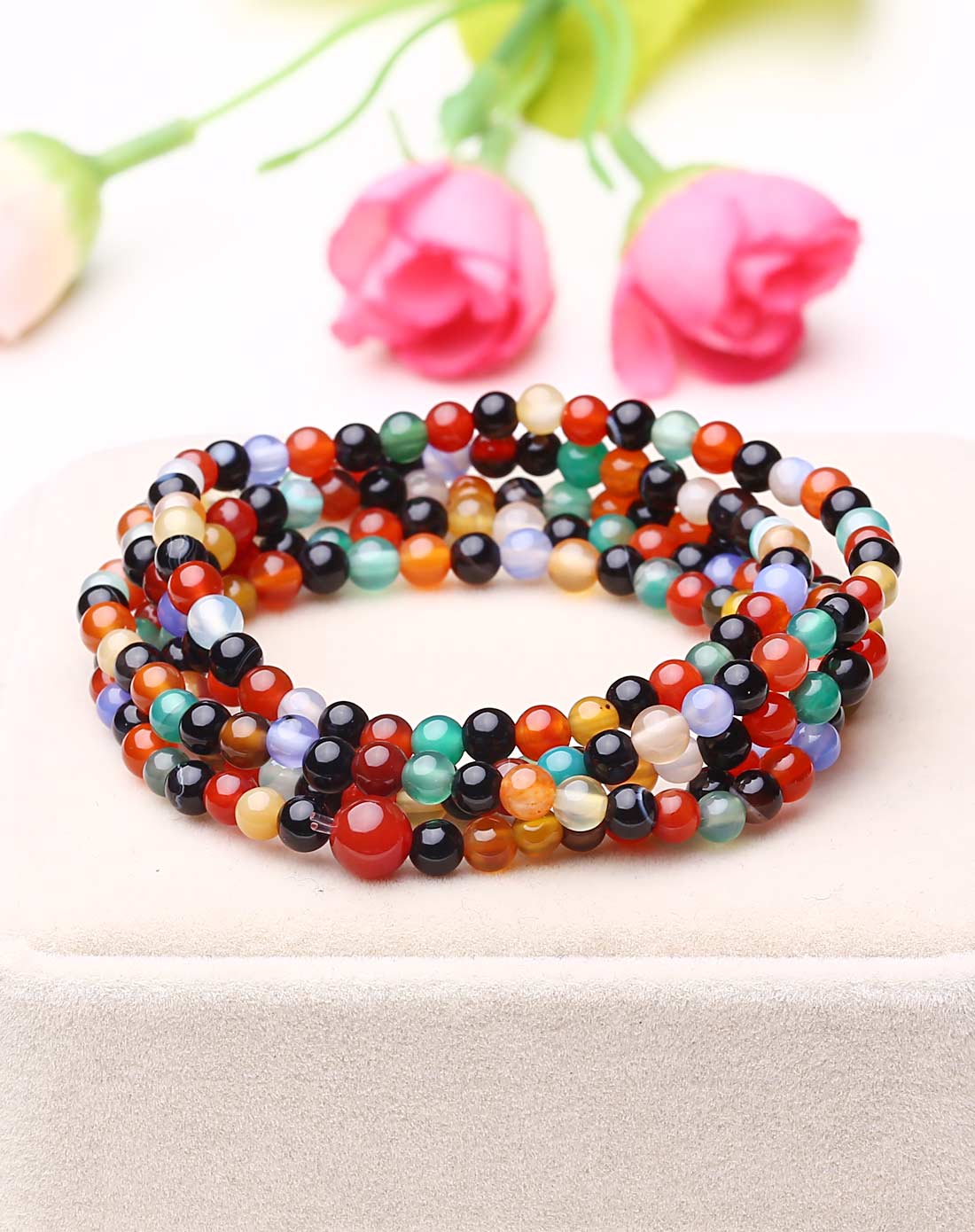 天然五彩玛瑙小颗粒绕手5圈手链
