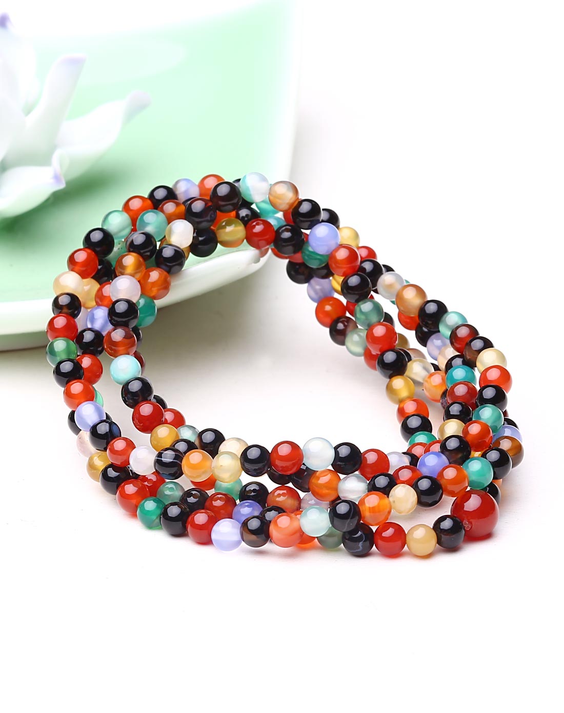 天然五彩玛瑙小颗粒绕手5圈手链