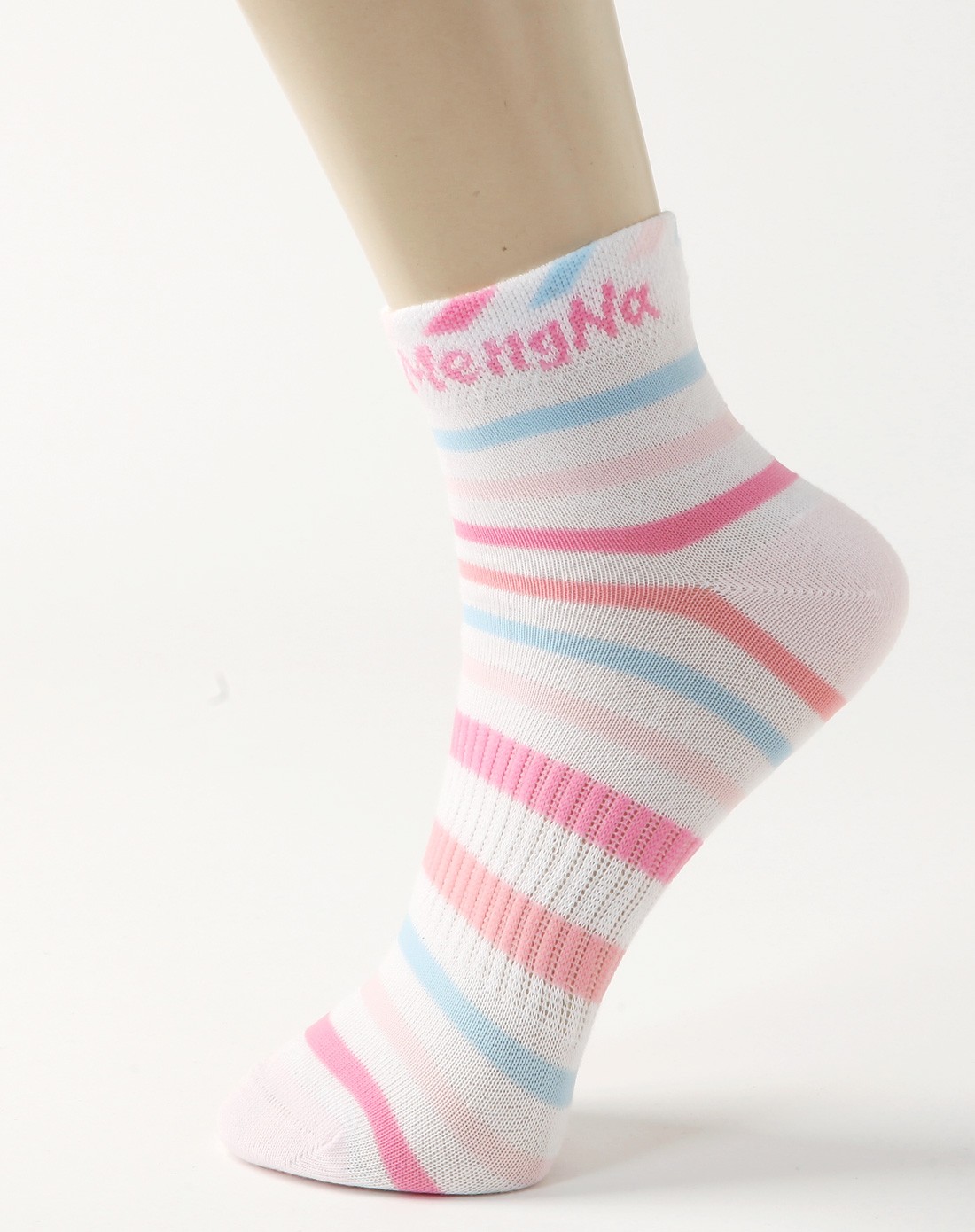 梦娜mengna&原字弹yzd袜子混合专场-梦娜 6双装 运动条纹短筒女棉袜