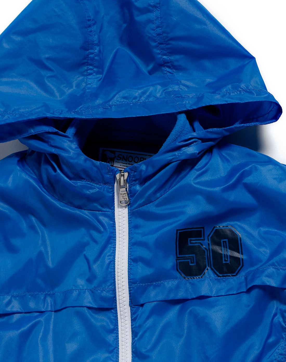 男童翠蓝色连帽摇粒绒可脱卸长袖外套