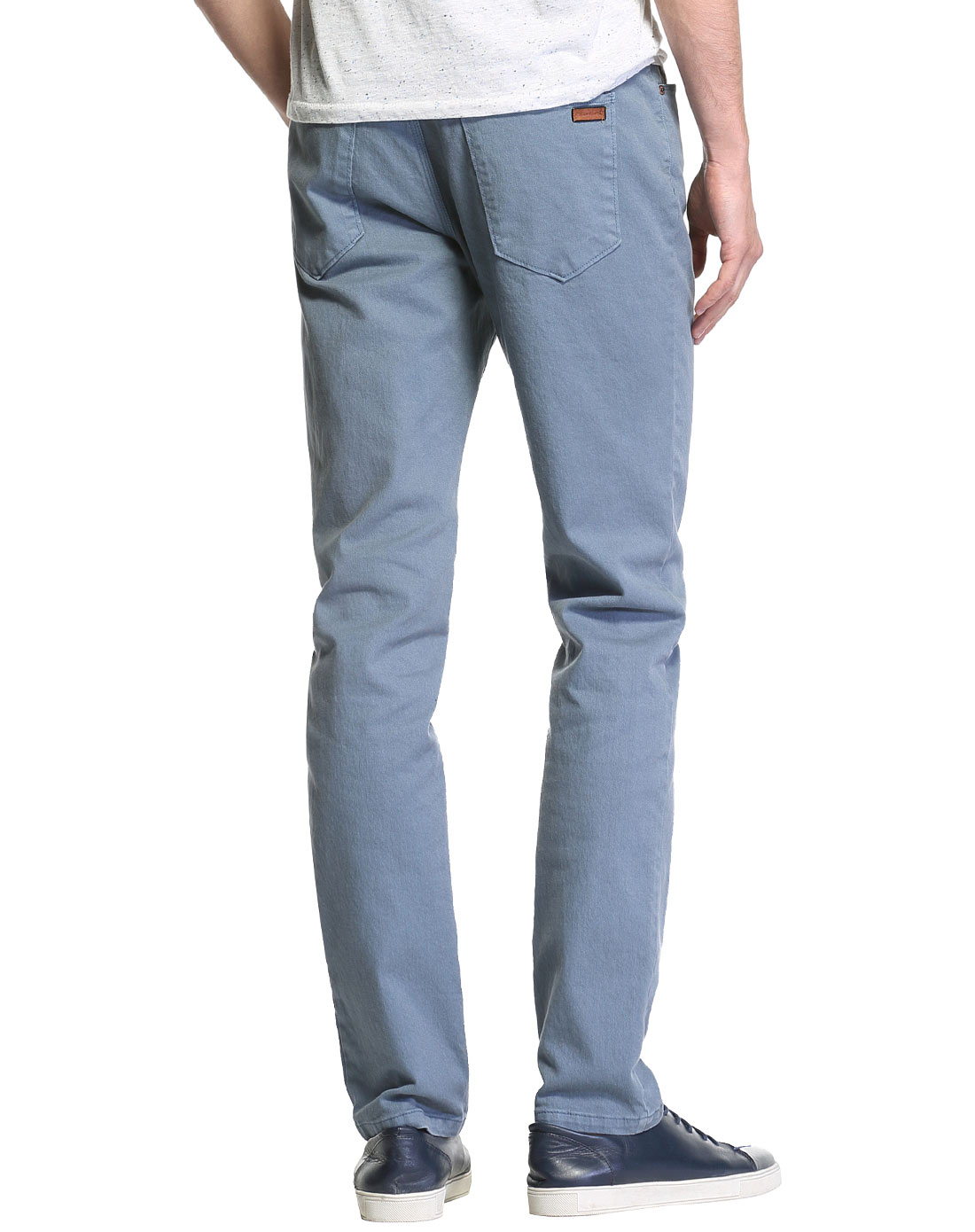 石灰蓝时尚休闲纯色休闲修身长裤