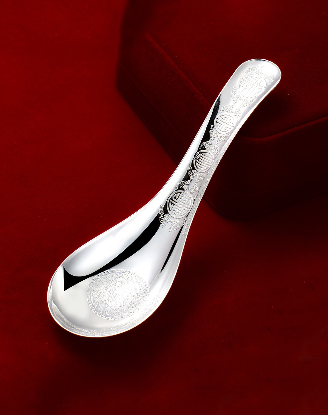 s999千足银银餐具福祥寿喜银勺子(配检测证书)