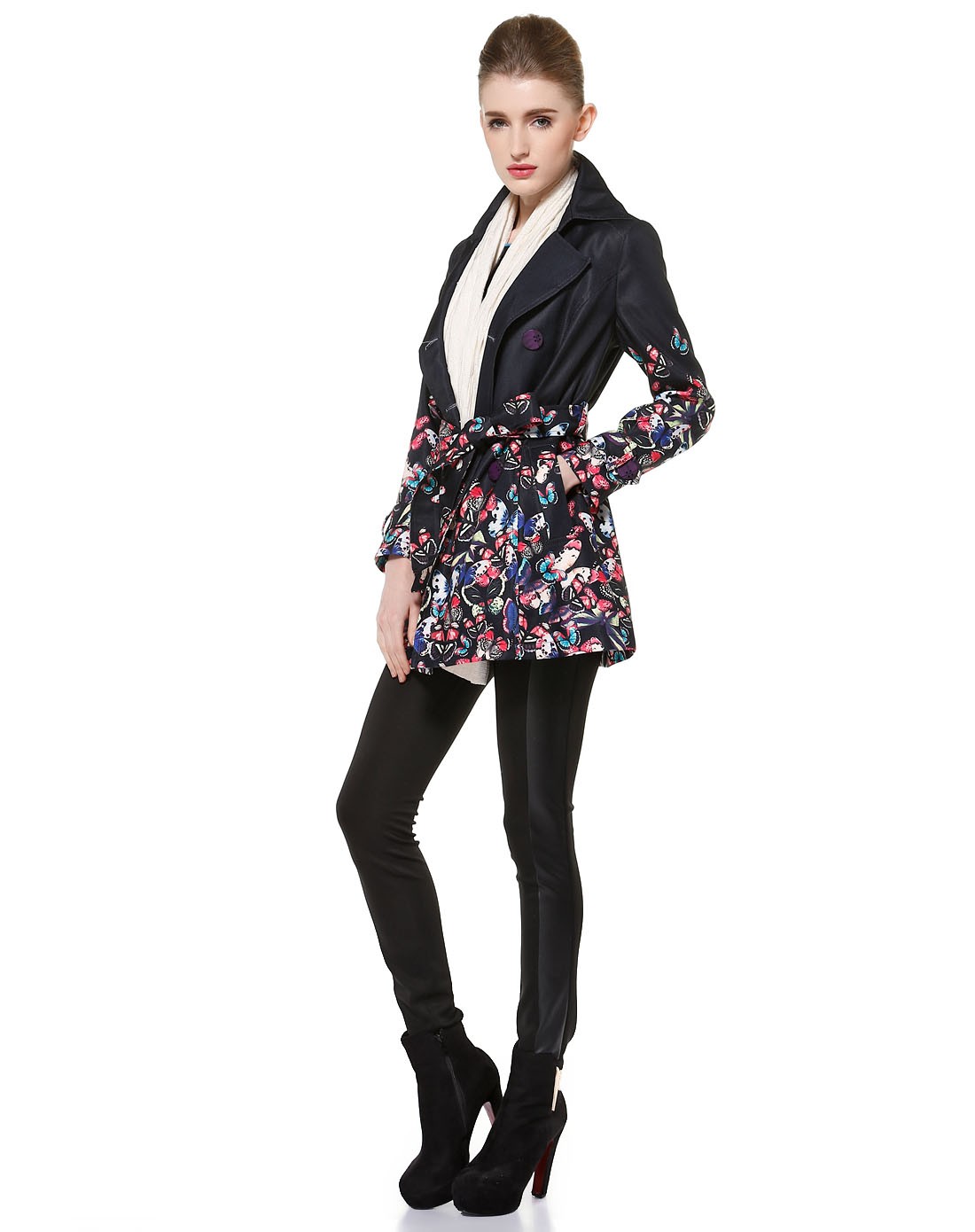 丹尼爱特daniel hechter女装专场 > 修身 黑蓝/多色时尚优雅长袖风衣