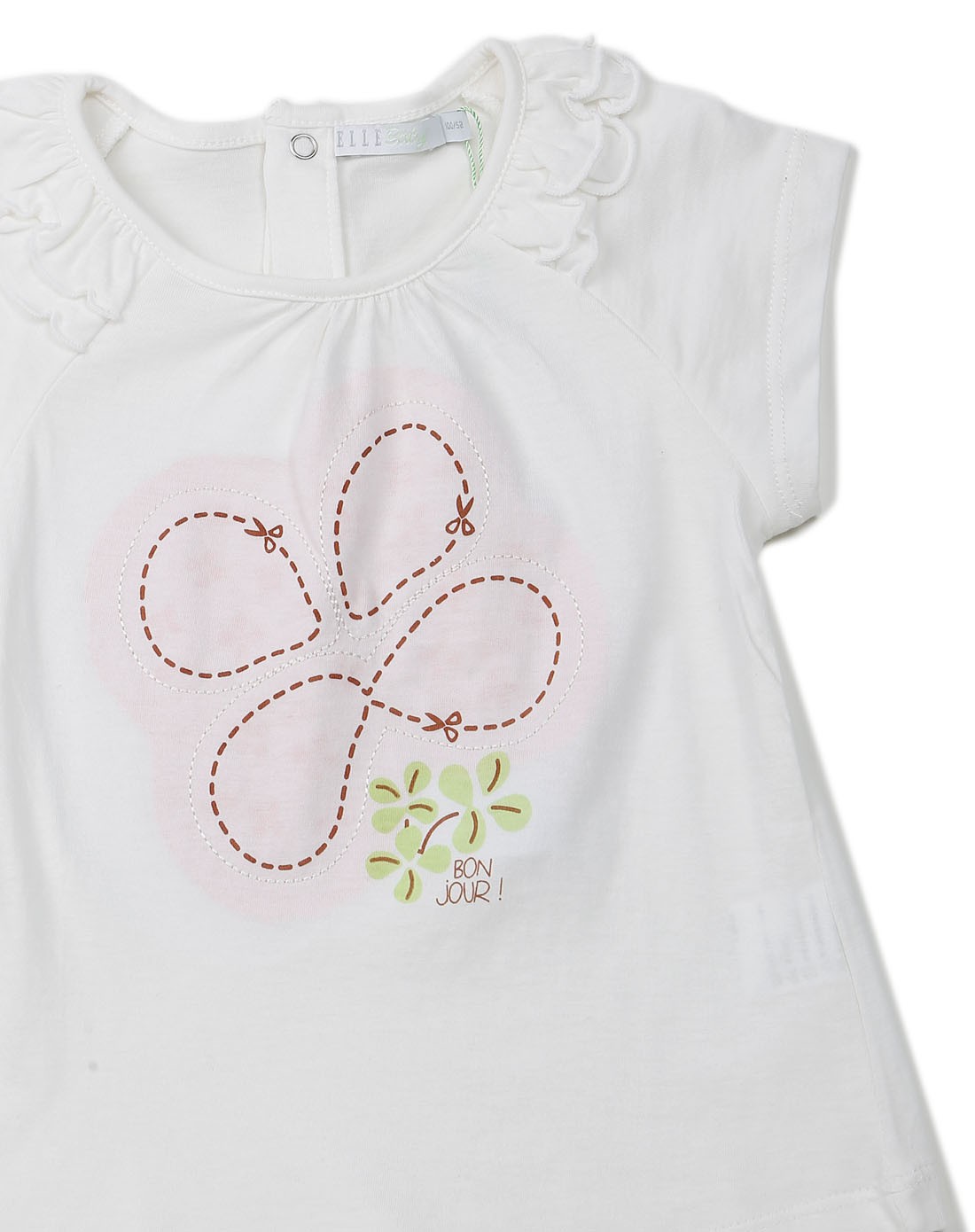 艾乐elle baby童装女童米白色绣花针织短袖t恤2ds40015890_唯品会