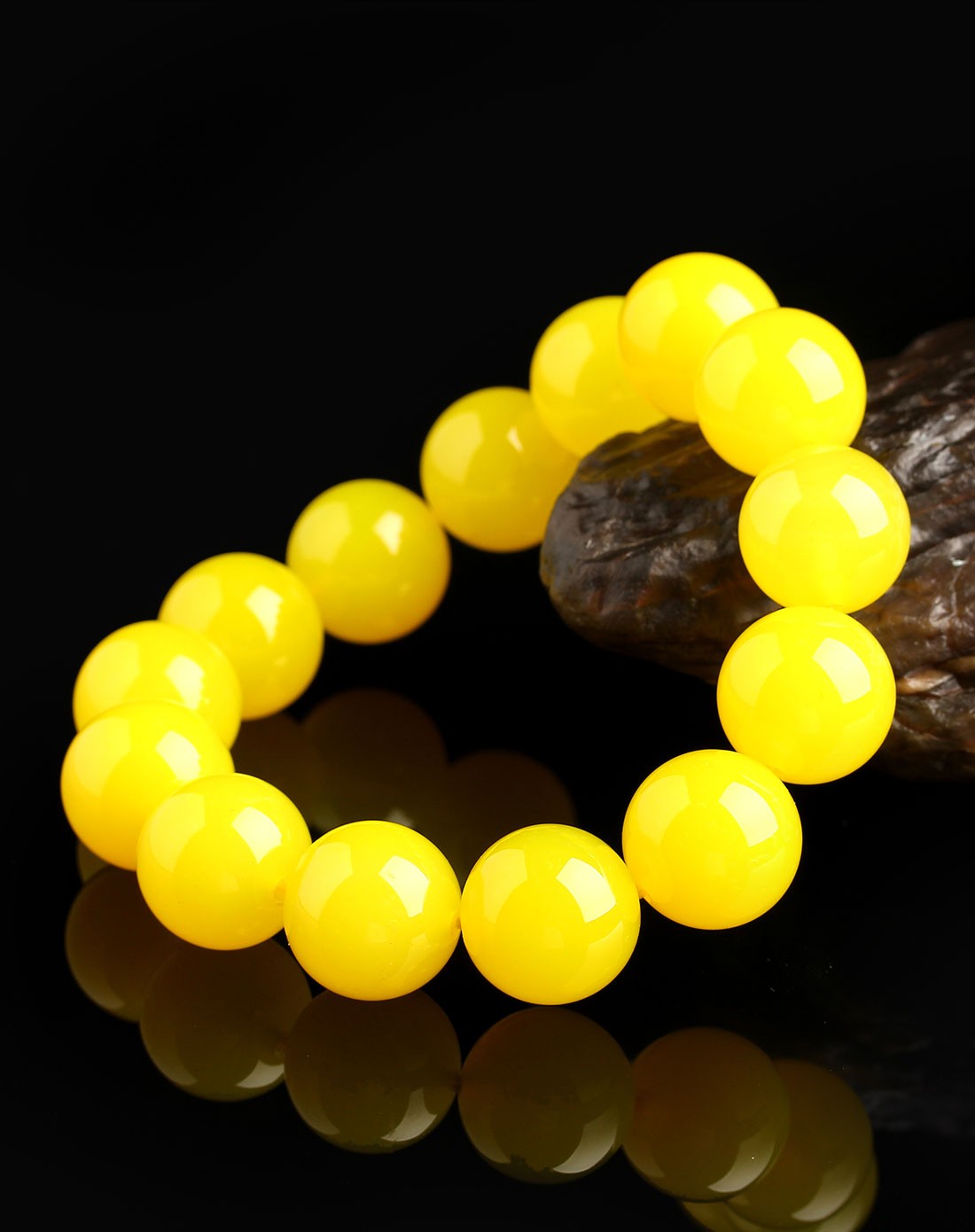 3a级巴西天然黄玛瑙圆珠手链附证书