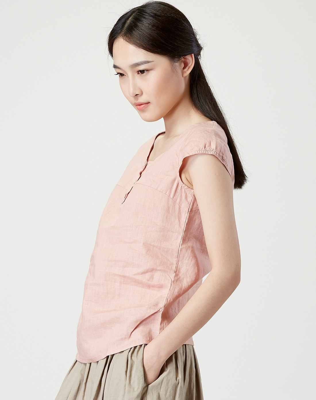 亚麻短袖打底衫