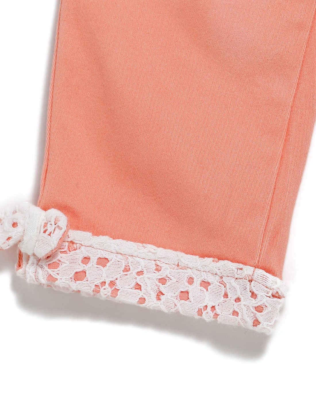 女童橙红色翻布休闲长裤