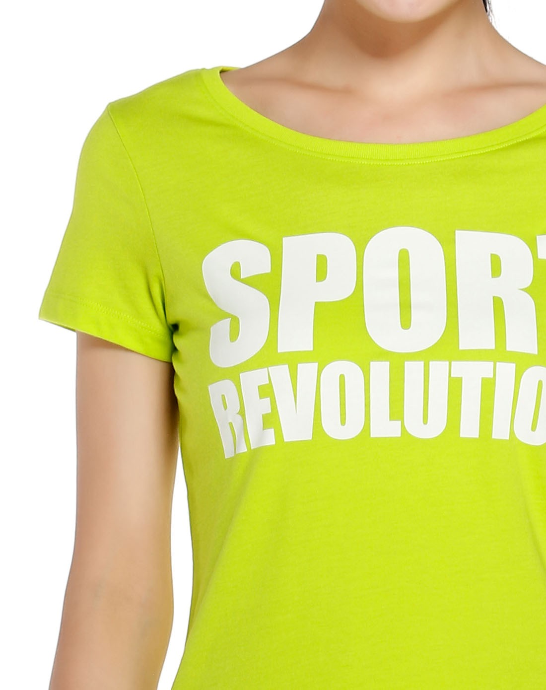 女款黄绿色圆领短袖t恤 生活系列