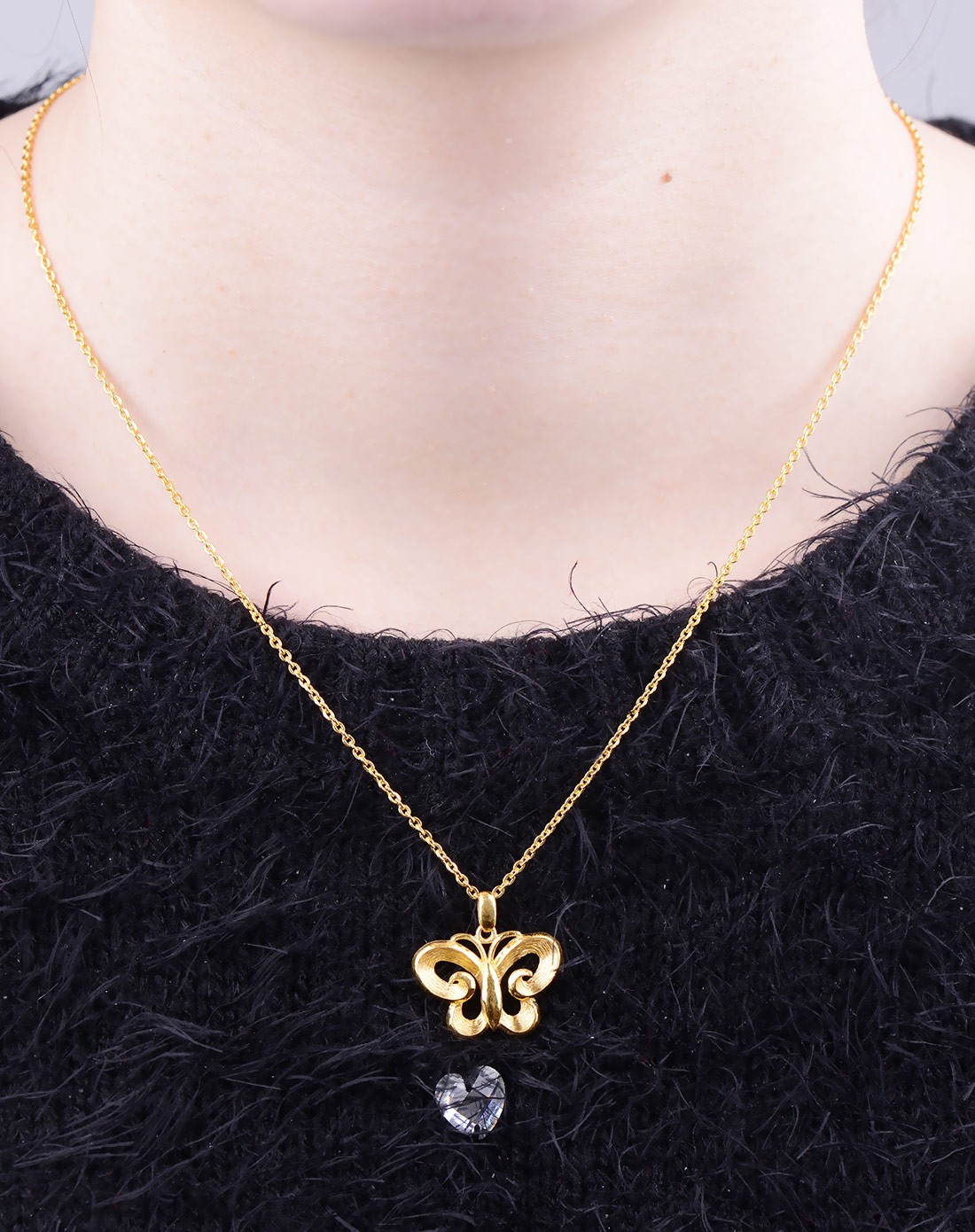 千足金黄金吊坠拉丝镂空蝴蝶(4.14克)