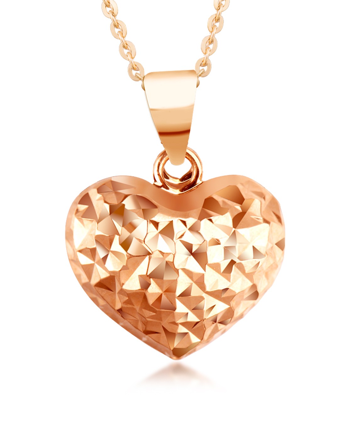 彩18k金玫瑰金吊坠批花爱心(1.39克)