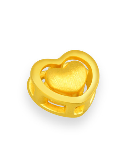 3d硬金千足金黄金吊坠双心(2.07克)