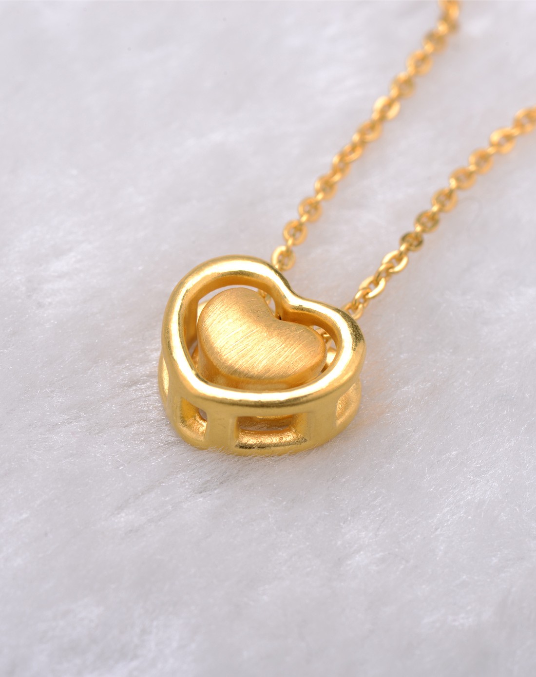 3d硬金千足金黄金吊坠双心(2.07克)