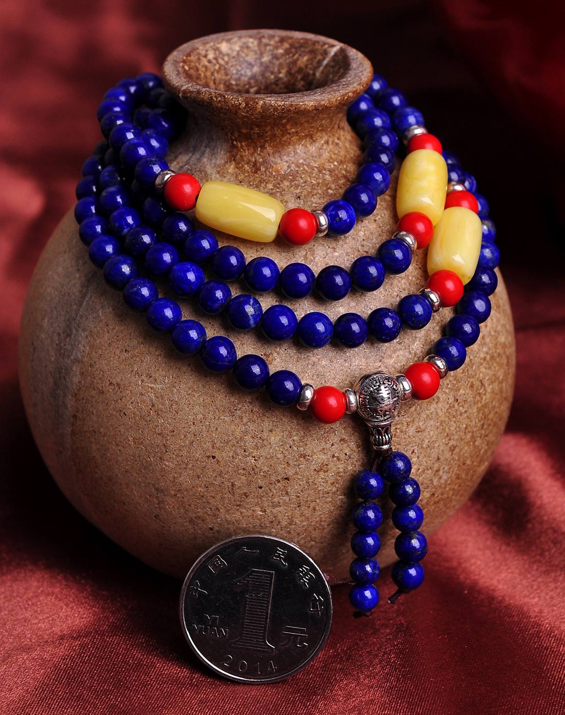 富贵平安天然青金石佛珠链附证书