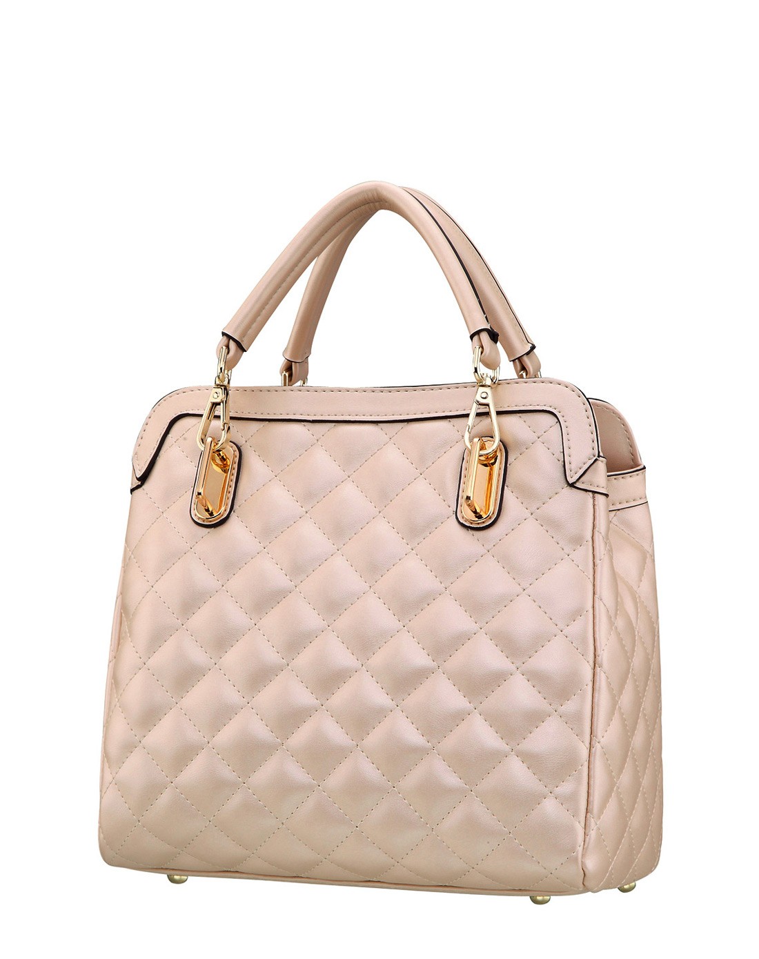 珠光白银色欧美大牌绣线菱格手提/斜挎包