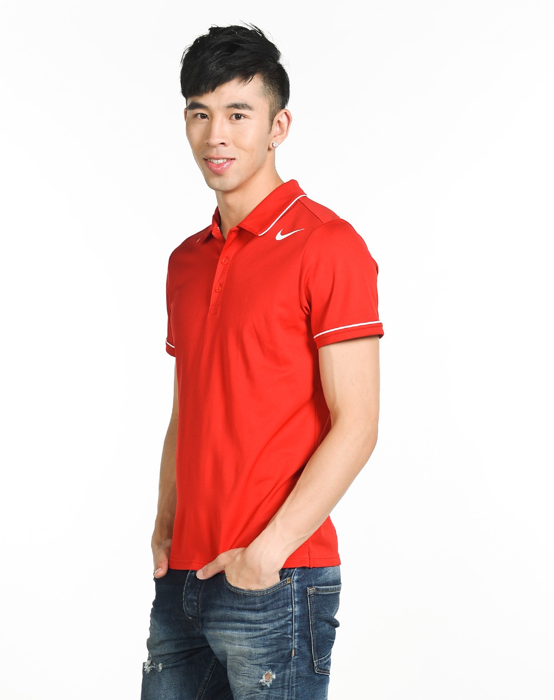 男款红色网球系列短袖polo衫