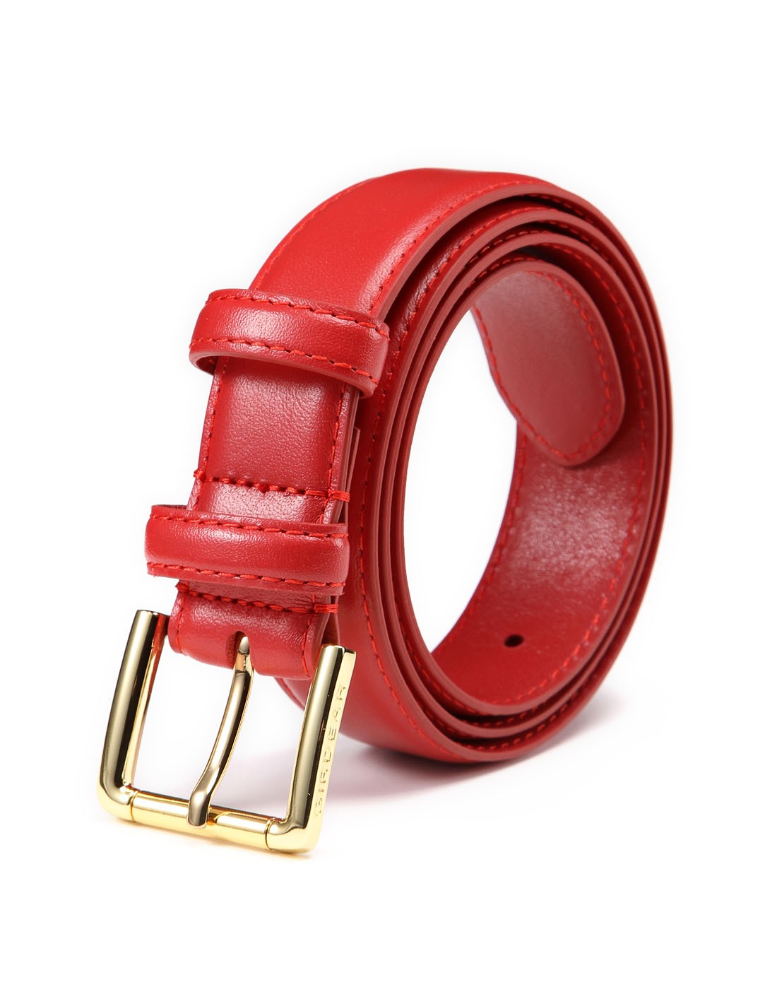 哥弟girdear女款红色时尚百搭牛皮皮带