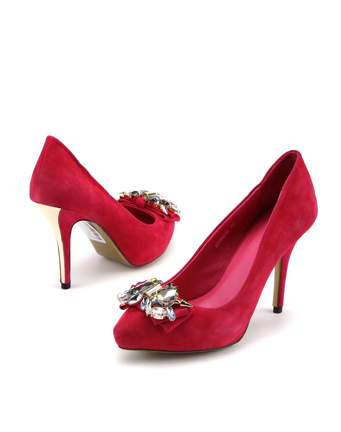 女款深桃红彩钻时尚魅力超高跟单鞋