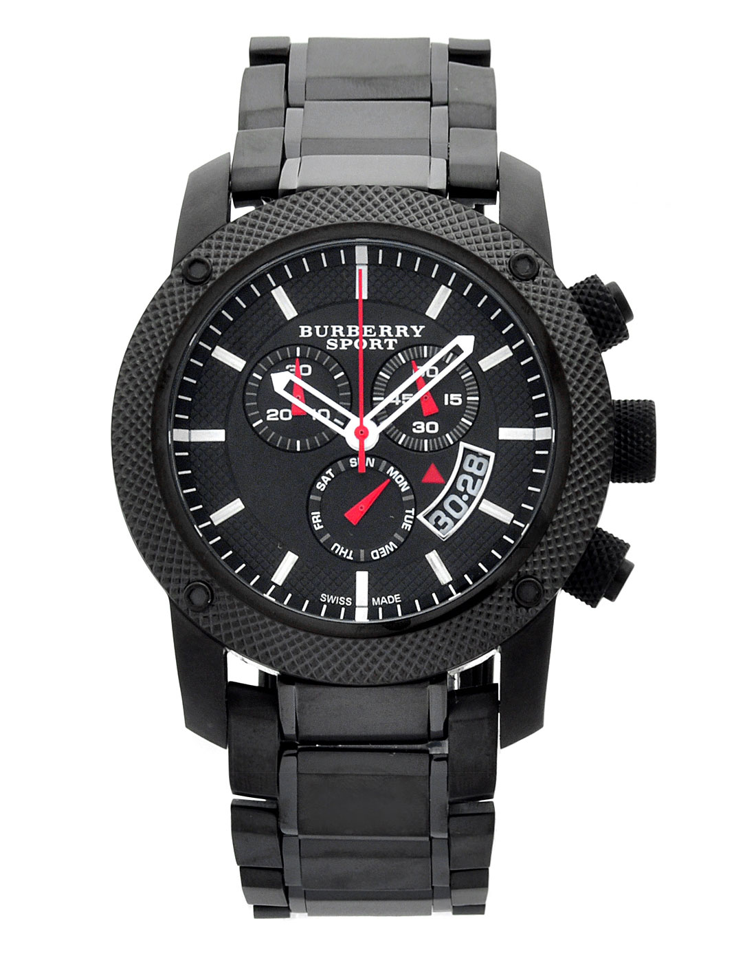 博柏利burberry手表专场-男款英伦风情黑钢石英计时腕表