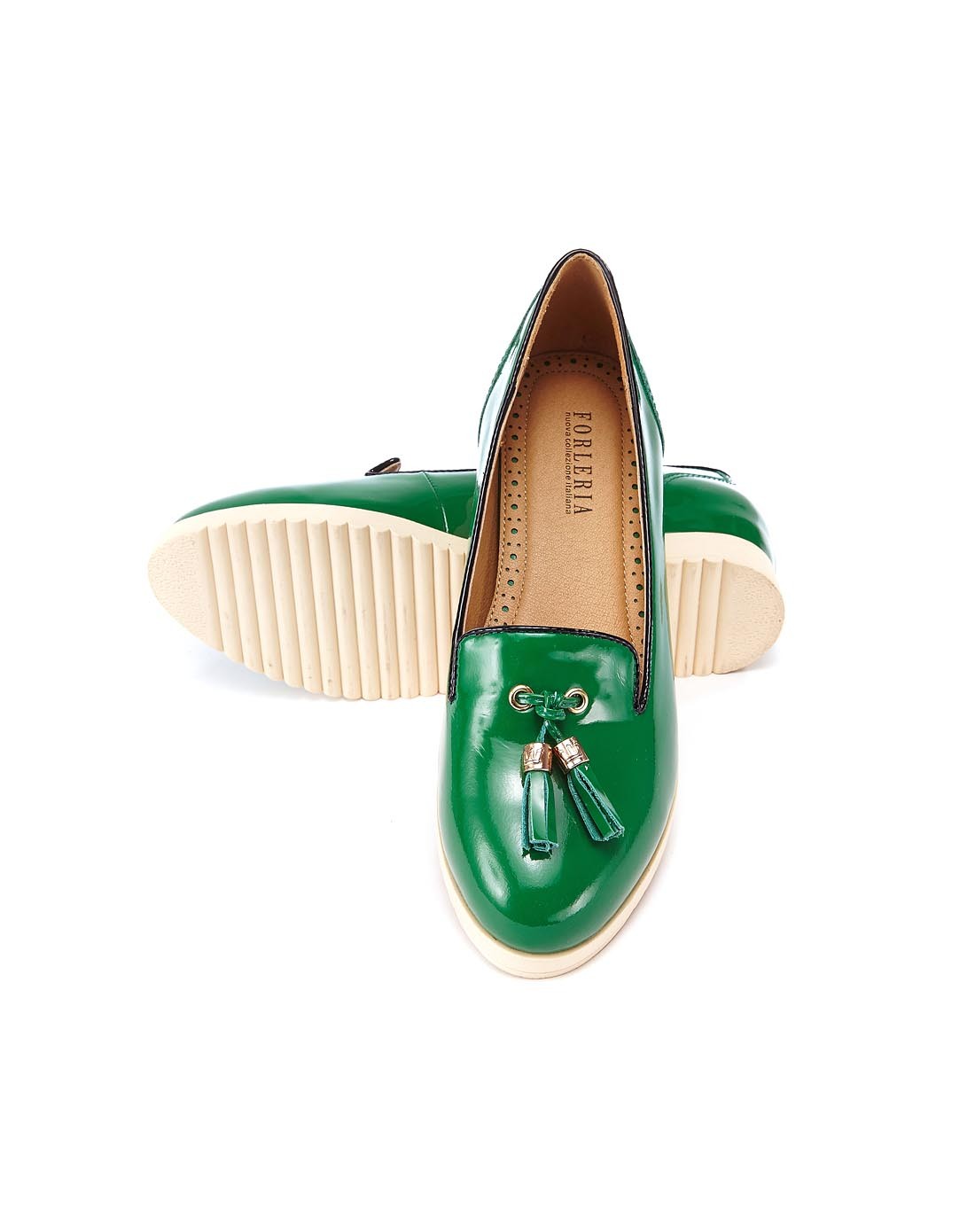 forleria 绿色牛漆皮舒适女单鞋