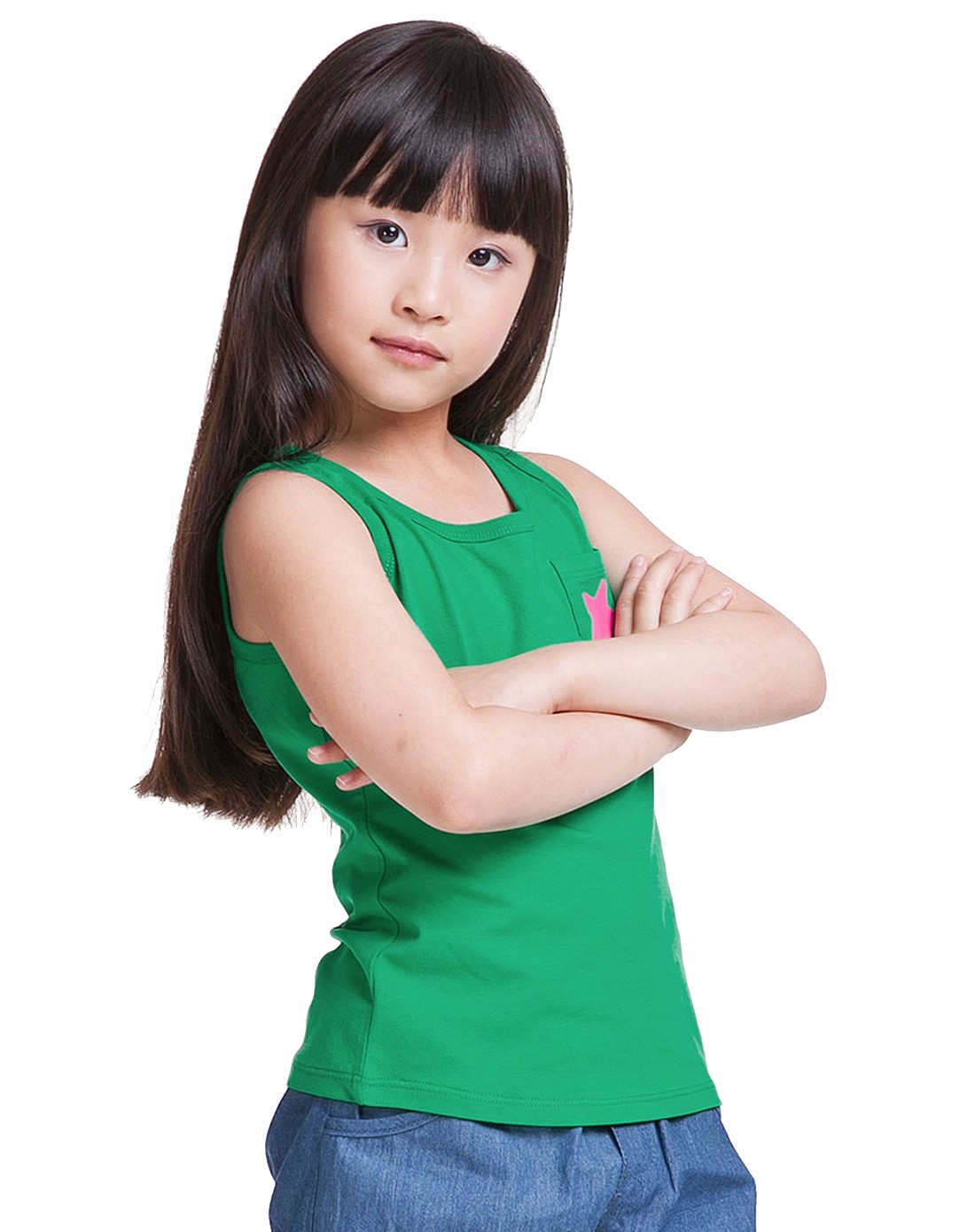 女童绿色背心