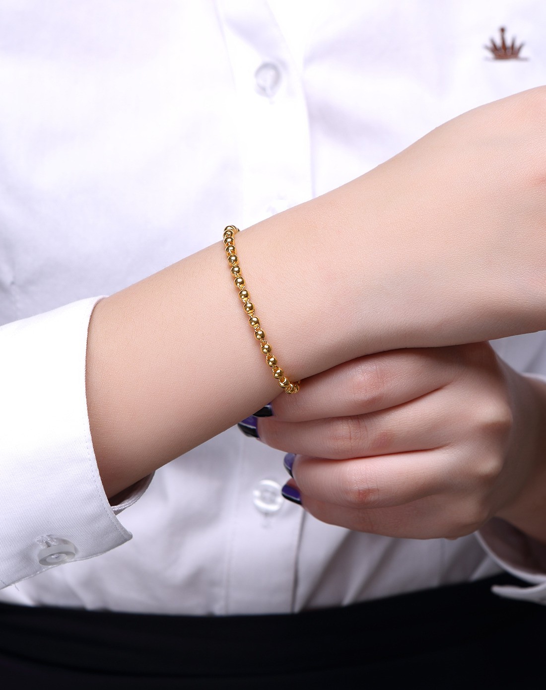 萃华cui hua珠宝专场-足金黄金手链 圆珠链 光珠 约6.04克