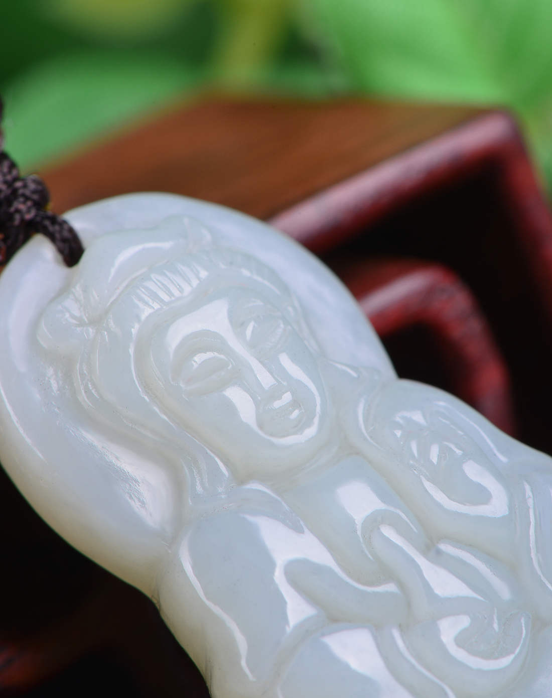 和田玉观音护平安项链附证书