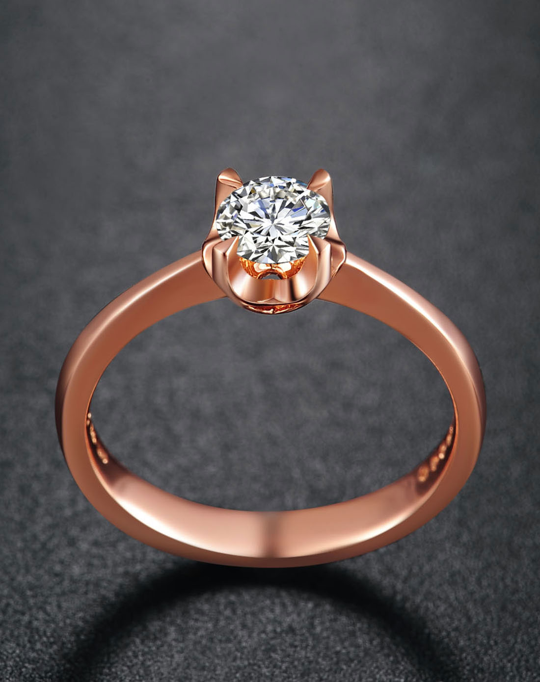 克拉钻/18k玫瑰金镶嵌钻石戒指(半年内可免费修改2个号)