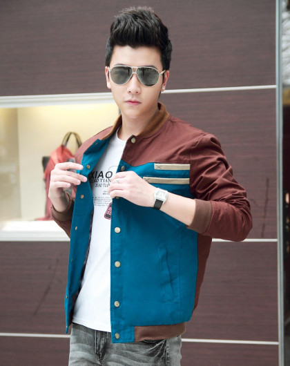 蓝色韩版外头夹克衫