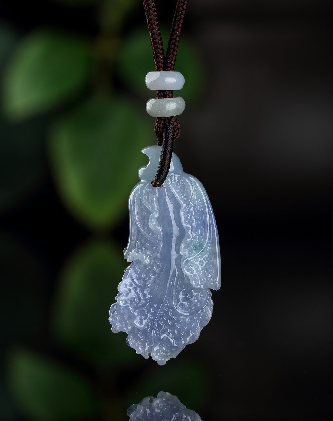 精雕超细腻冰种满紫色立体白菜百财在手天然a货翡翠吊坠(附权威鉴定