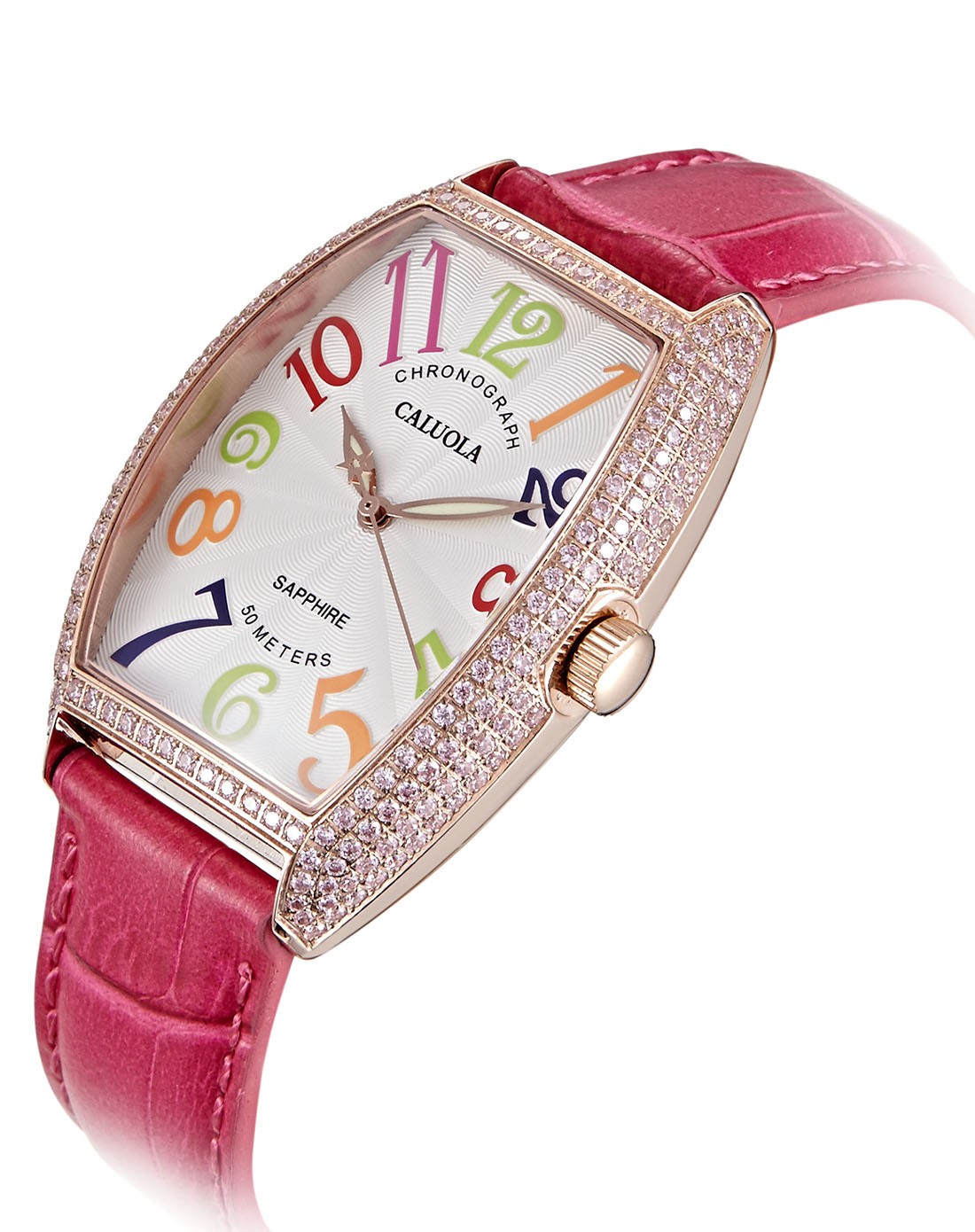 玫瑰金个性时尚酒桶型大数字刻度女表