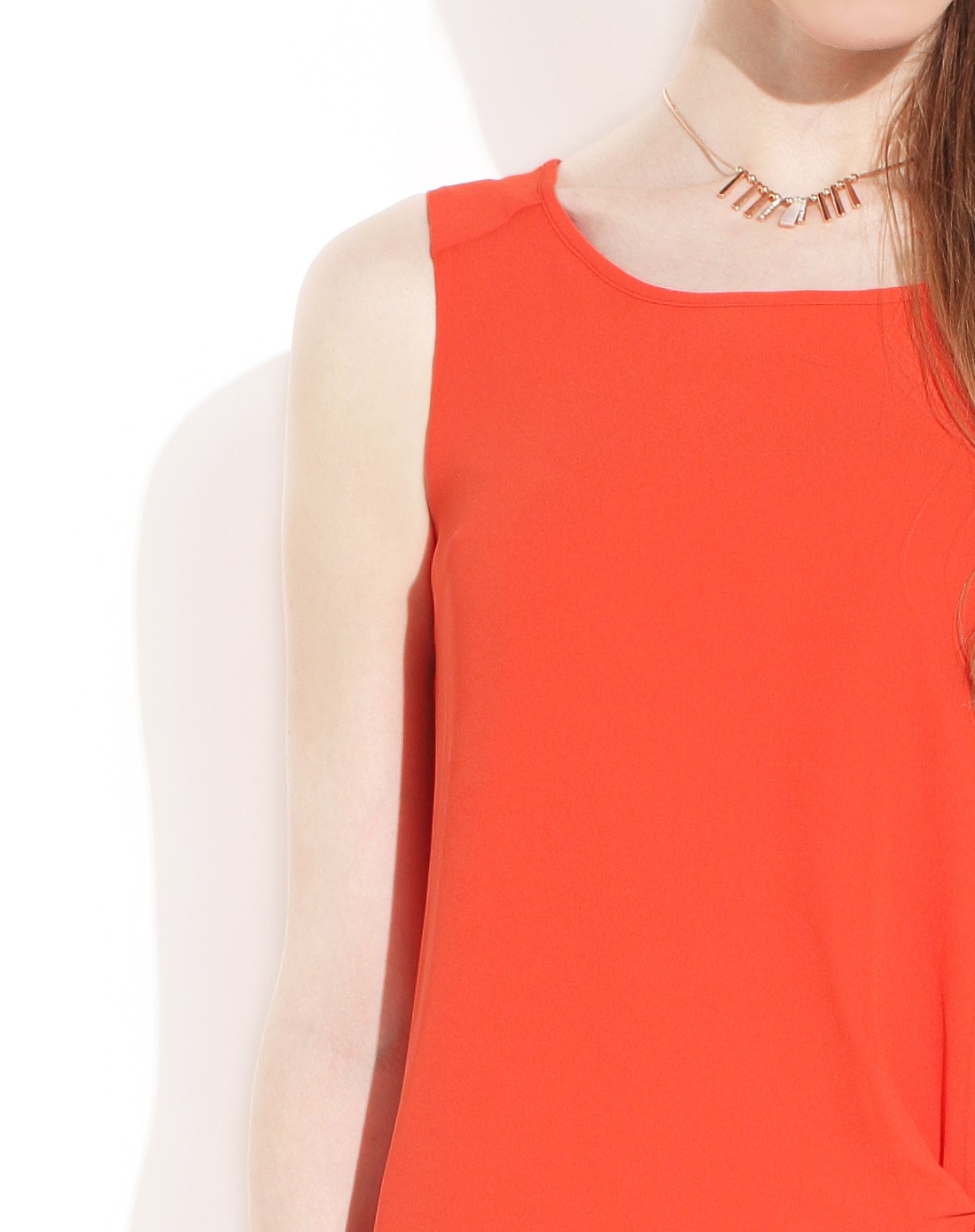 水云间sedate女装专桔红色时尚甜美不规则袖连衣裙33111lae500223