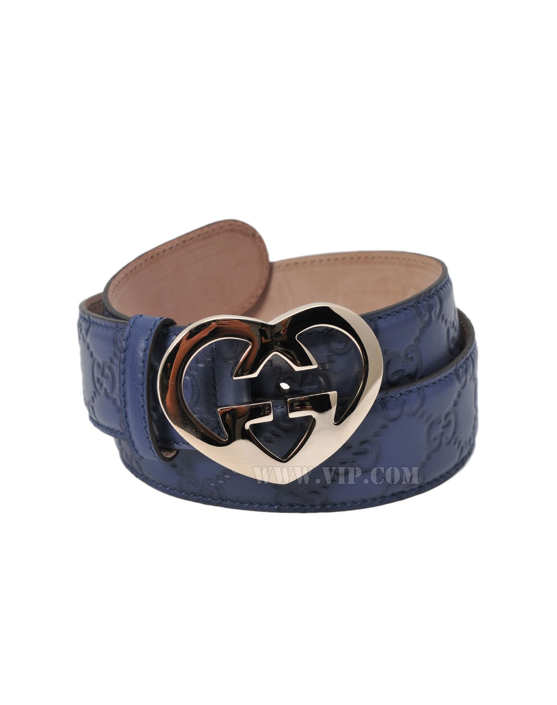 > gucci 女士皮革双g心形互扣式皮带