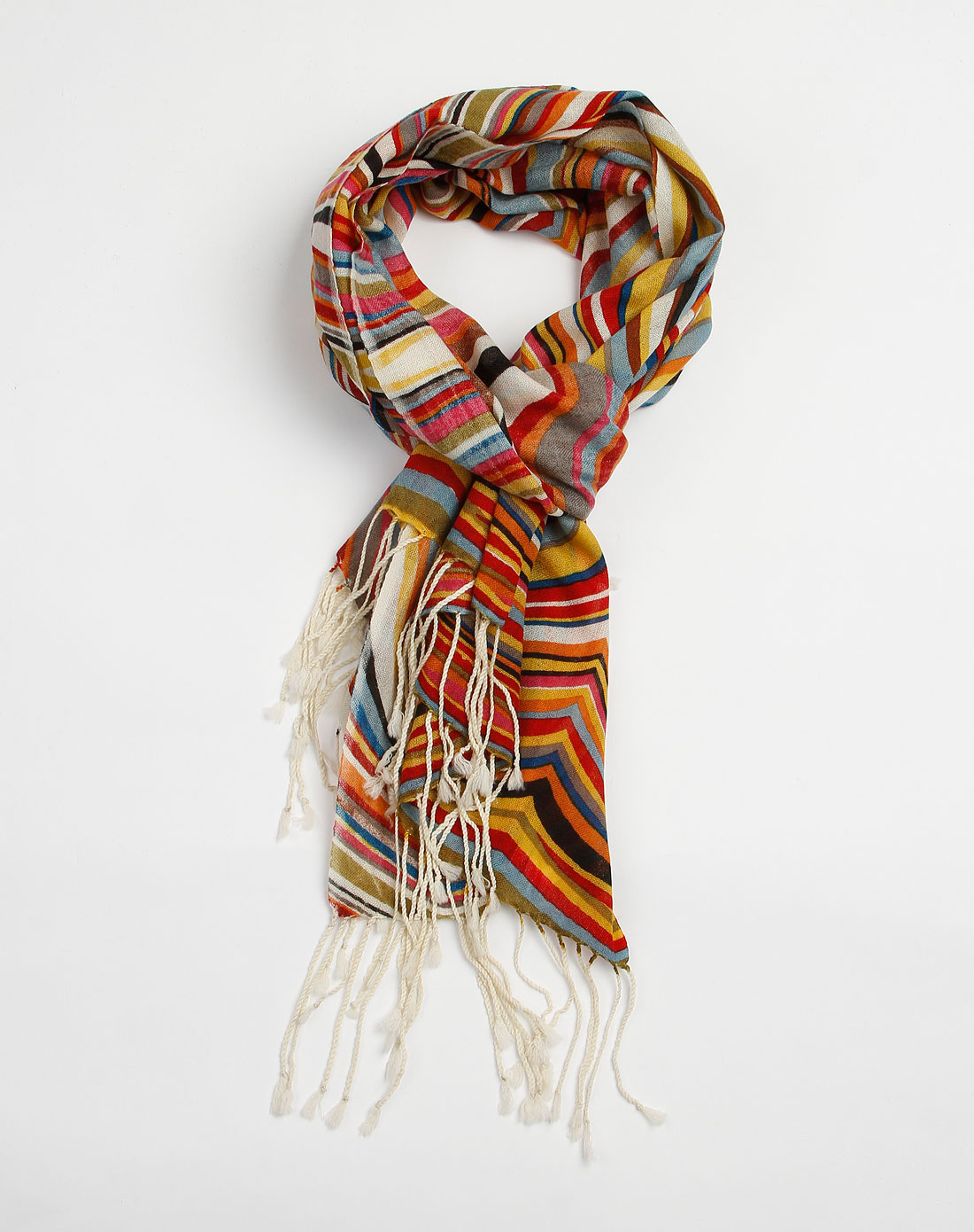 多色条纹时尚针织围巾