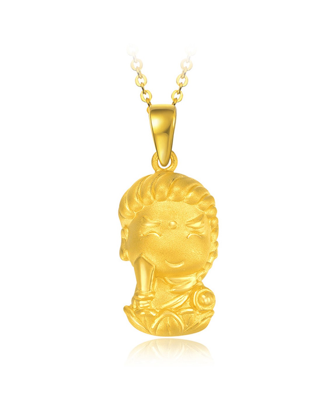 千足金硬金生肖鸡守护神-不动尊菩萨挂件2.56g