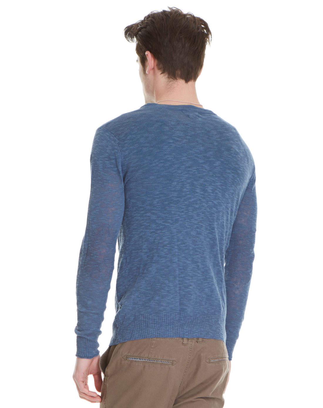 石灰蓝时尚休闲男士毛织开衫