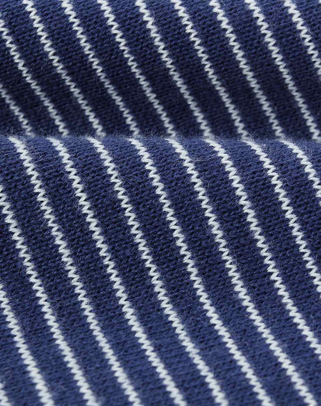 深藏蓝百搭修身条纹v领长袖针织衫