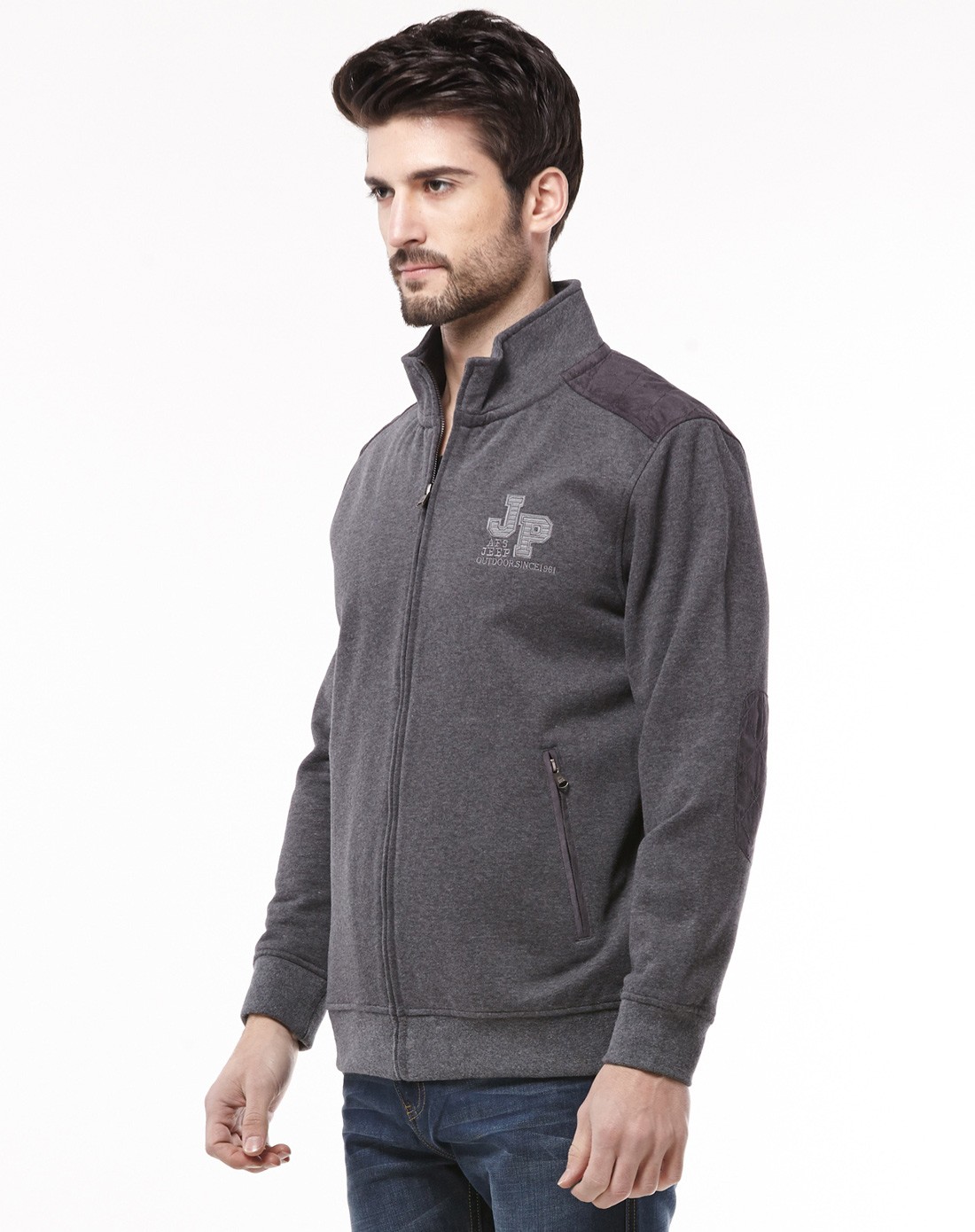 战地吉普afs jeep男士花灰拉链绣花卫衣166006花灰_唯品会