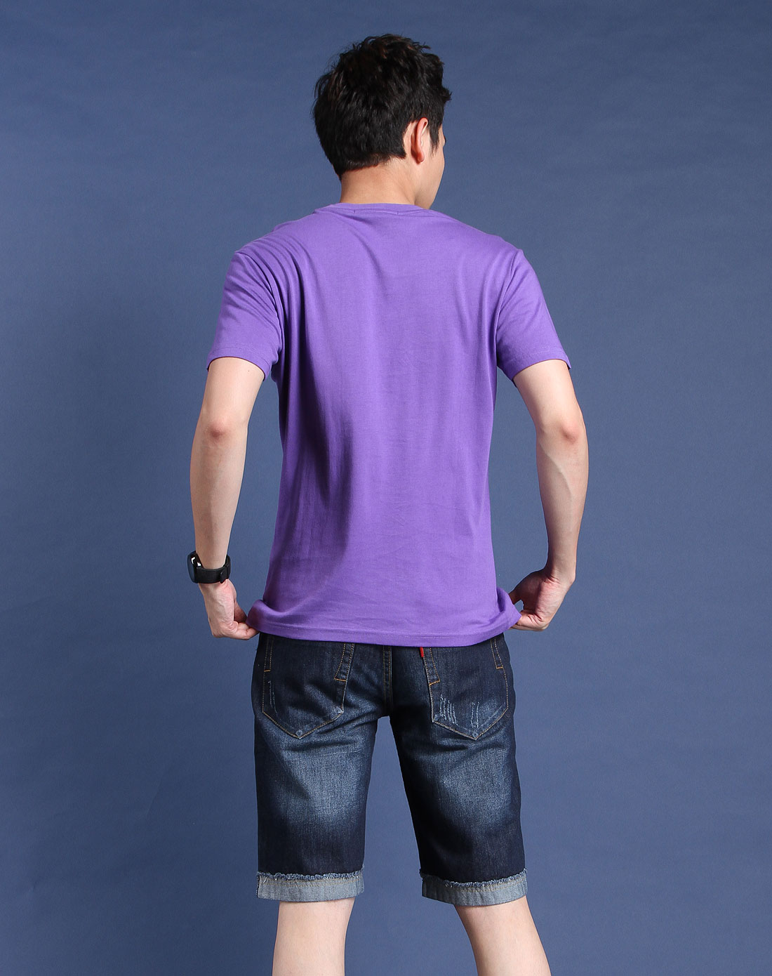 卡丹路青紫色时尚圆领印字母短袖t恤1102101700811_唯品会