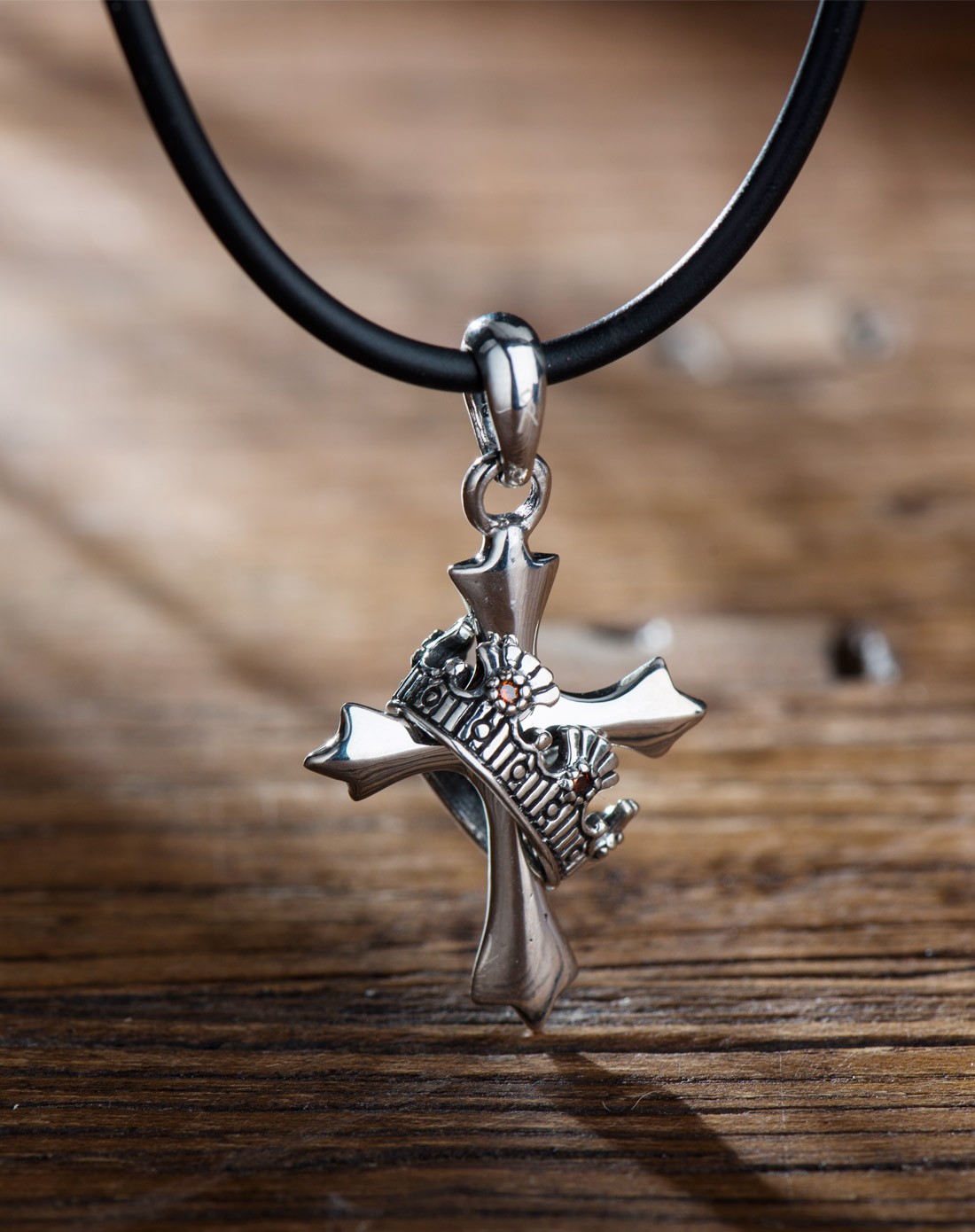 【男神专款】时尚十字架荆棘冠冕纯银项链 中性气质