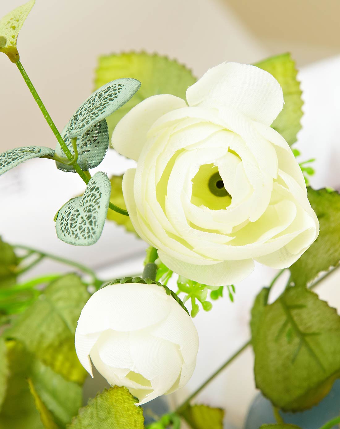 欧式唯美布艺仿真花束-茶花白色